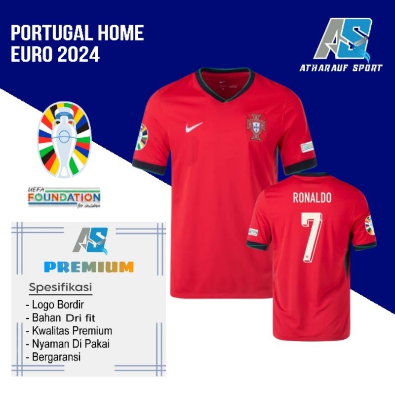 Jersey E u r o Portugal home 2024 Grade Ori Baju Bola Ronaldo Piala Eropa