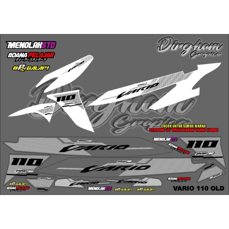 Striping variasi transparan Vario karbu 110 Vario CW kode malaysia