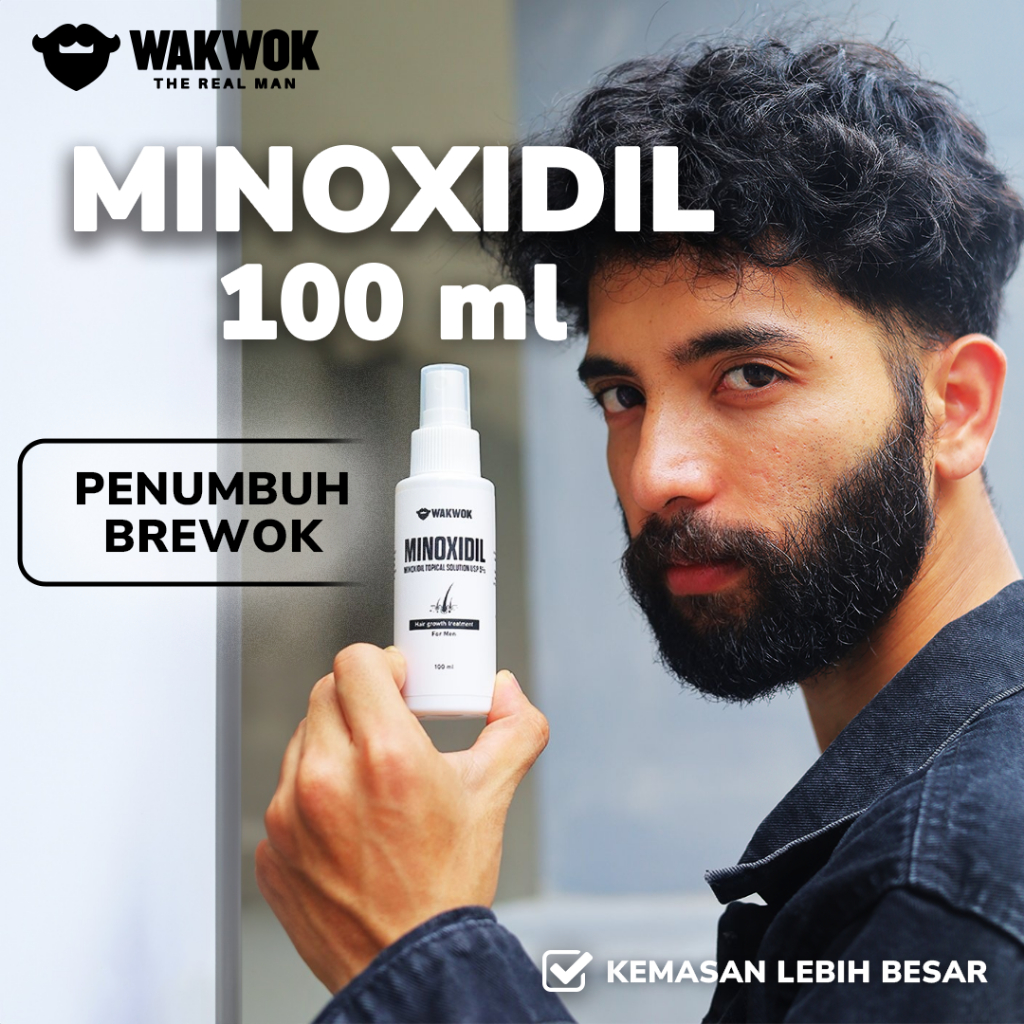 Minoxidil 5% Wakwok  - Penumbuh Brewok & Rambut Kemasan 100 ml