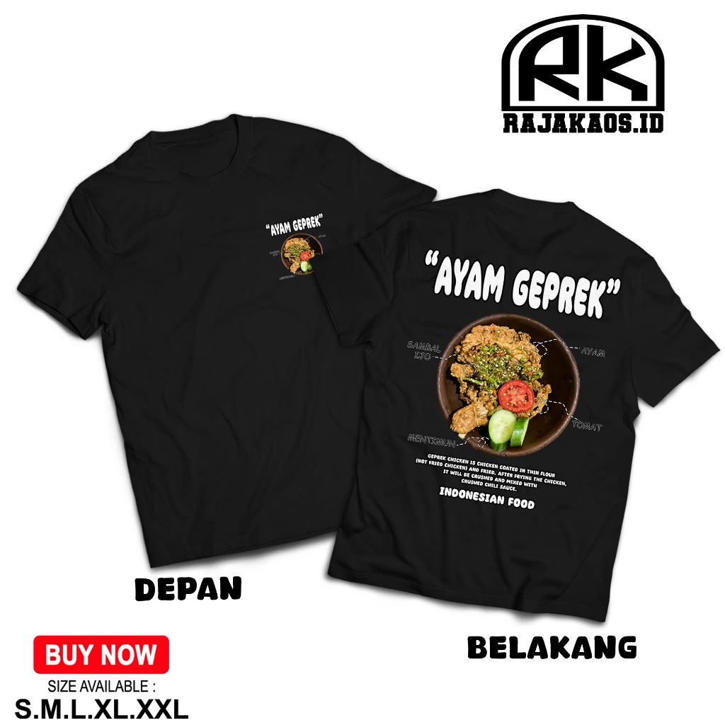 RajaKaos.ID KAOS DEWASA INDONESIA FOOD AYAM GEPREK BAJU AYAM GEPREK PREMIUM COWOK CEWEK - BISA BAYAR