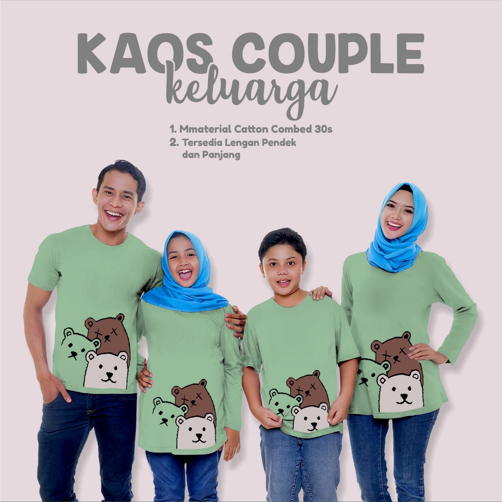 os Couple Family Motif Lucu Warna Sage Hijau Mint Baju Keluarga