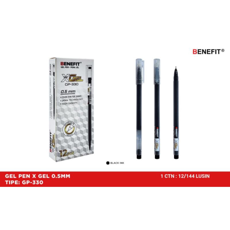 

Pulpen Gel Benefit Gp-330 X Gel 0.5mm ( 1pak/12pcs )