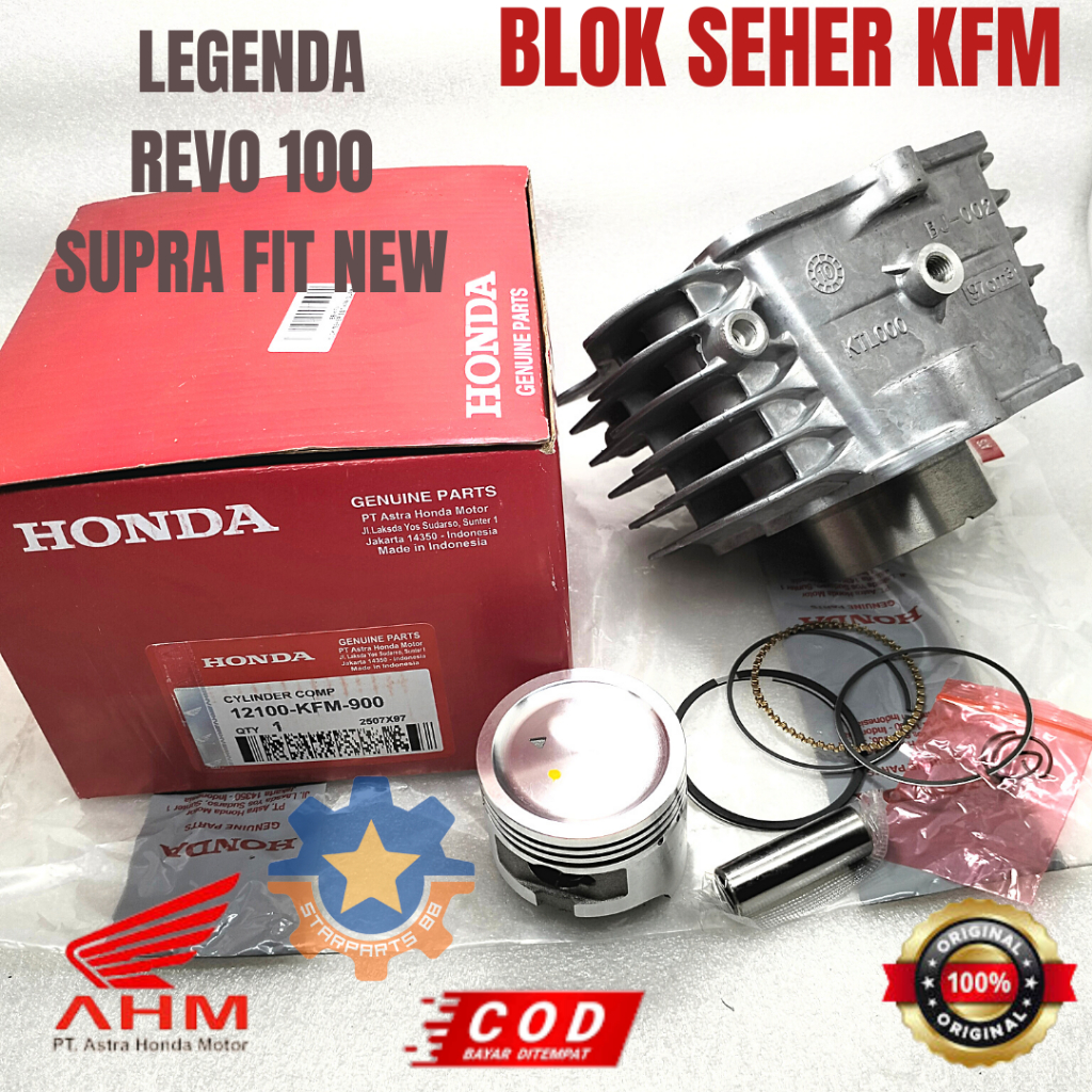 BLOK SEHER SET KFM HONDA SUPRA FIT NEW LEGENDA REVO LAMA 100 KUALITAS ORISINIL ASLI AHM PISTON RING