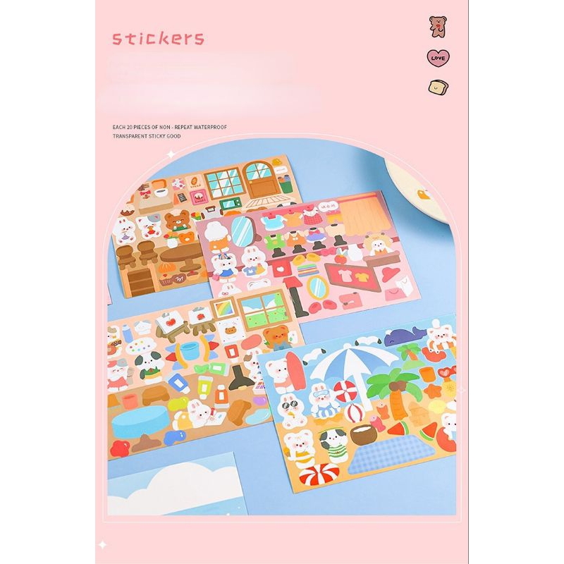 

STICKER DECO DIY SCRAPBOOK JOURNAL ANIMAL CARTOON/ STIKER KREATIF LUCU