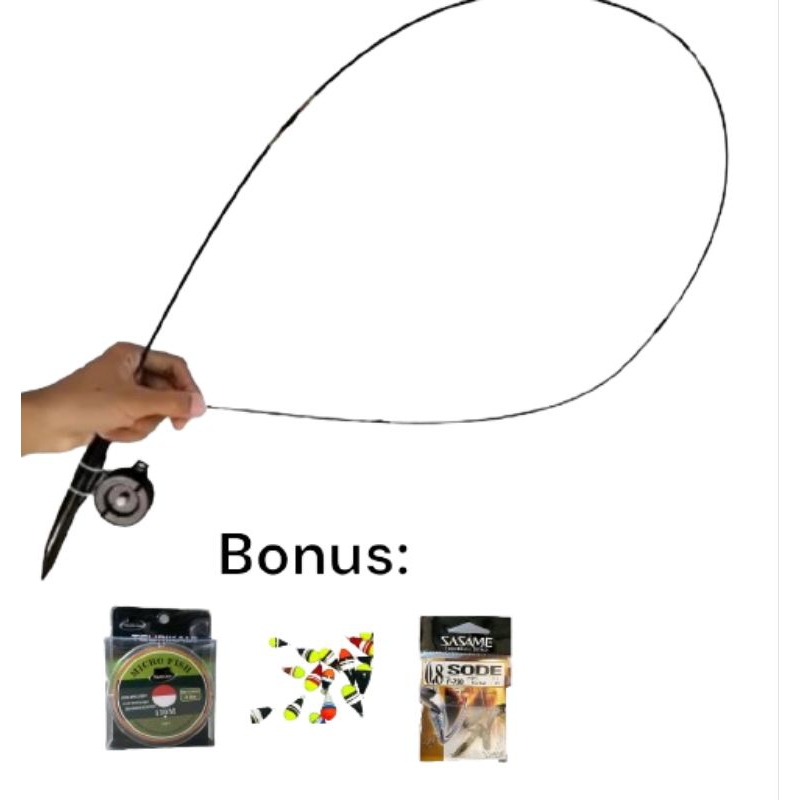 Joran set super lentur 120cm (gagang kayu hitam)