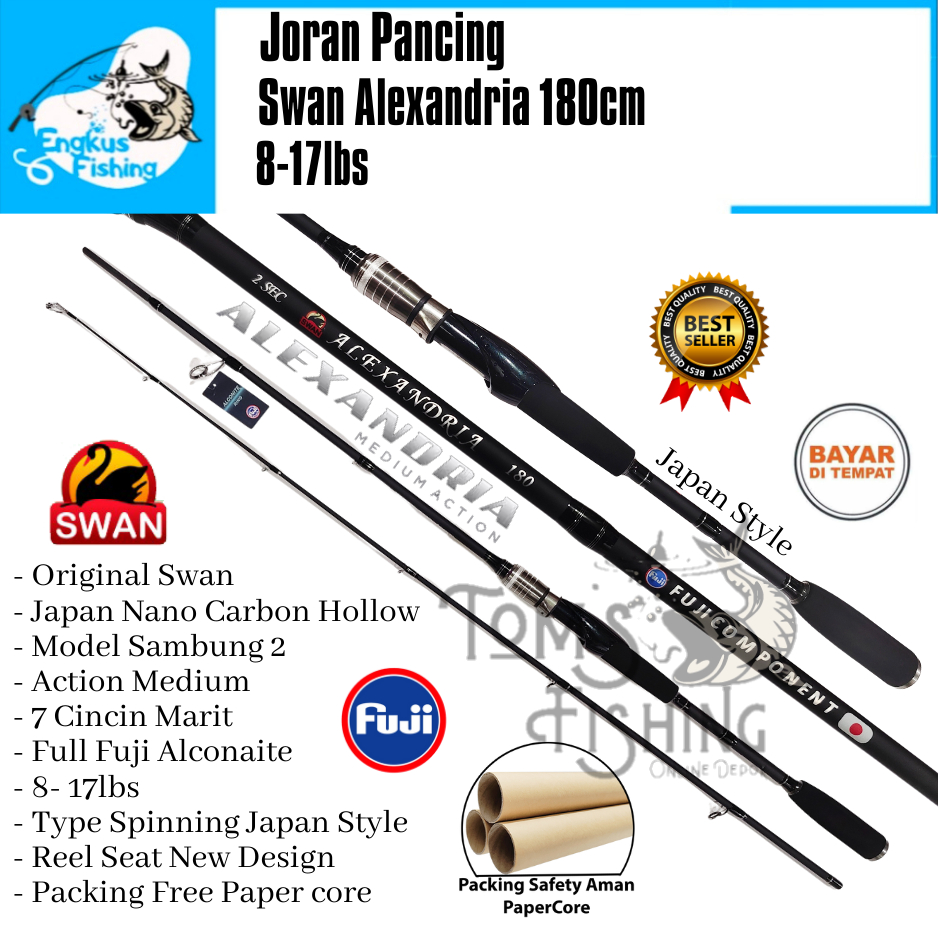 Joran Pancing Swan Alexandria 180cm Japan Style (8-17lbs) Carbon Fuji Murah - Engkus Fishing