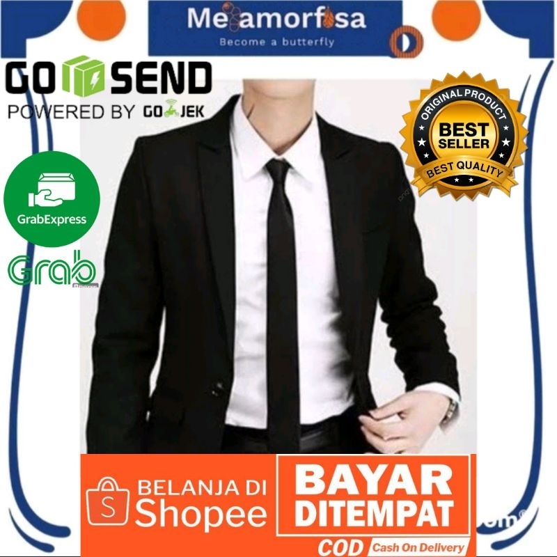 Dasi hitam polos pria kerja slim dasi jas executive formal hitam polos panjang 140cm lebar 6cm