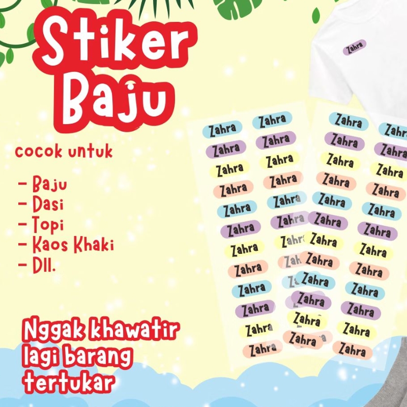 

[ Isi 104 pcs] Stiker Label Baju Custom Nama Perlengkapan Sekolah