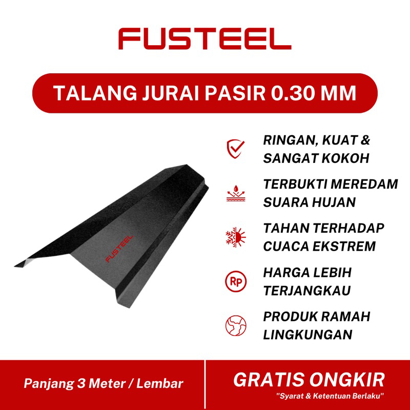 Talang Jurai Pasir Galvalum 0.30 mm Nok Spandek Panjang 3 Meter