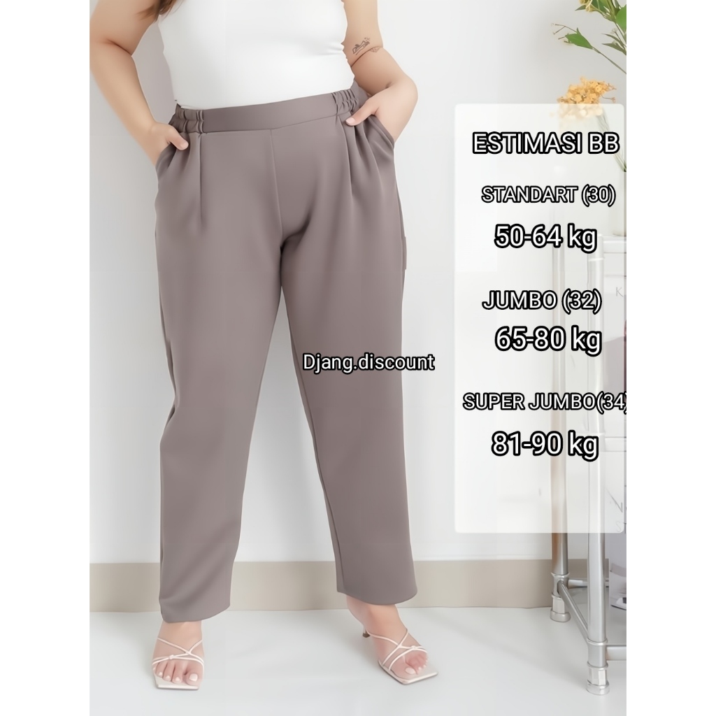Up Cassandra Pants Celana Wanita Bahan scuba Tebal Melar Jumbo Big Size Premium