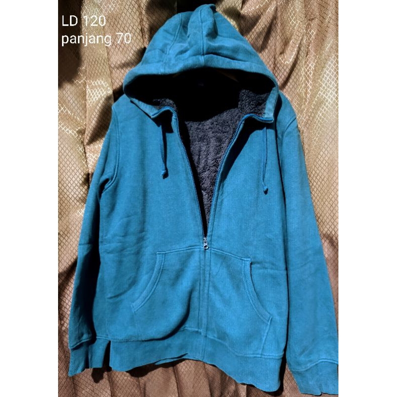 jaket hoodie zipper uniqlo original jaket winter uniqlo jaket hoodie sherpa uniqlo jaket dalam serpa