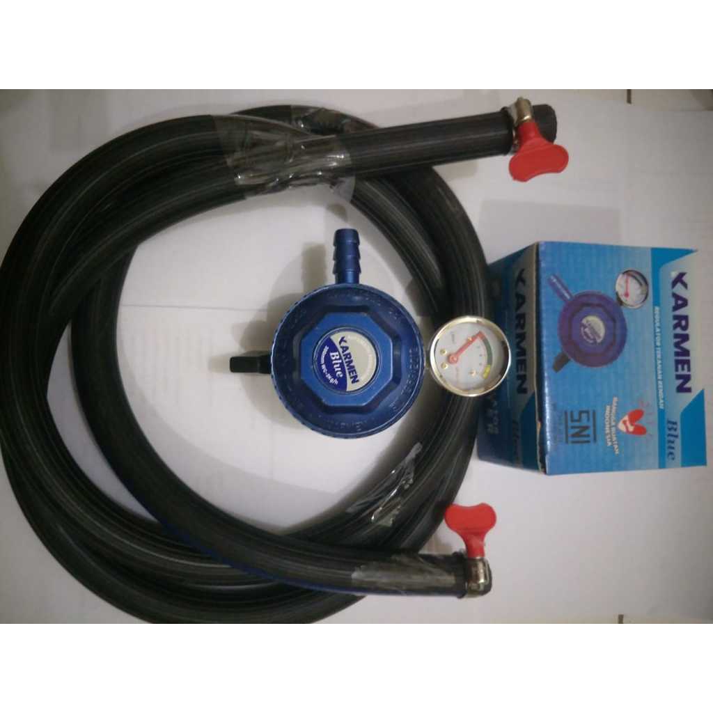 "Selang 3 lapis 1.8 m dan Regulator Karmen Gas Karmen Biasa Meter - regulator tekanan Rendah Karmen 