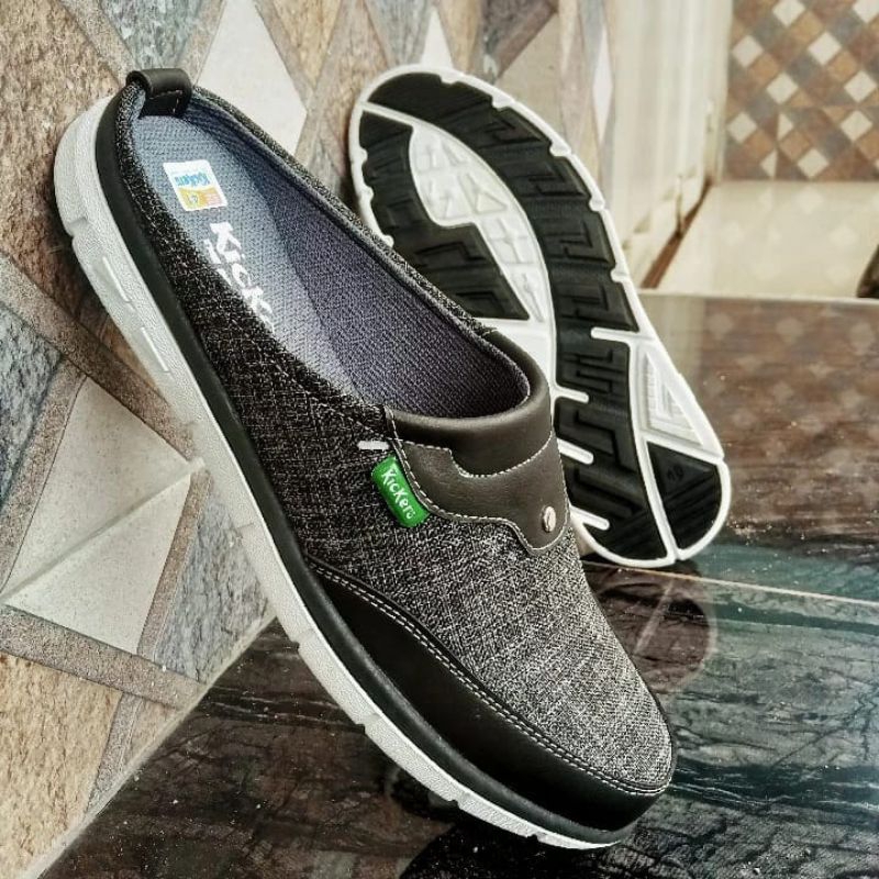 Sandal Pria Slip On Selop Original/ Sandal Selop Santai Kain Warna Hitam, coklat