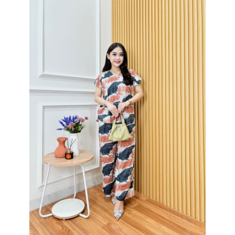 NAGITA SET BY FANESSA HOMEDRESS / ONESET LENGAN PENDEK WANITA / PIYAMA KEKINIAN / BAJU TIDUR MOTIF /