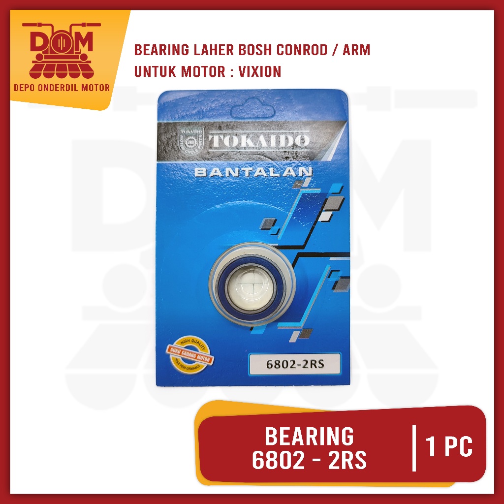 Bearing 6802-RS (TOKAIDO) Bantalan Laher Laker Bantalan Ball Ring Pully CVT Suzuki Spin 125