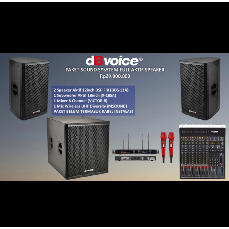 Paket Sound dBvoice DBS-12A + Sub X18SA Original aktif 12 inch + Sub 18 inch