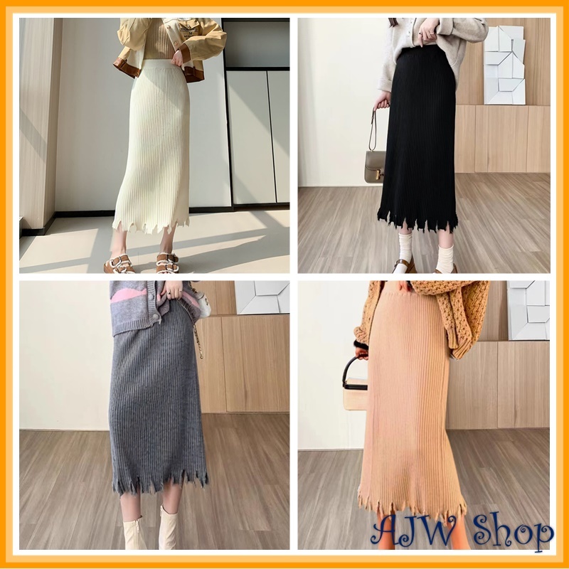 AJW Rok Plisket Span Rajut Rumbai Premium ZAM | Rok Rajut Span Plisket Rumbai Knit Premium Kekinian 