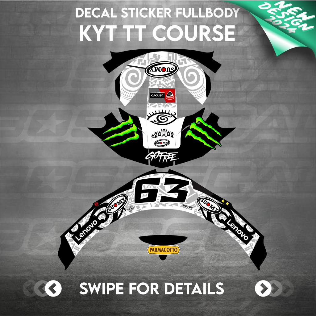 Sticker decal helm KYT TTCOURSE TTC TTCOURSE PECCO BAGNAIA decal helm decal sticker