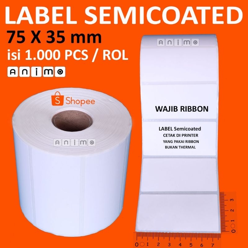 

LABEL SEMICOATED 75x35 - Label Barcode 75 x 35 MM isi 1000 PCS