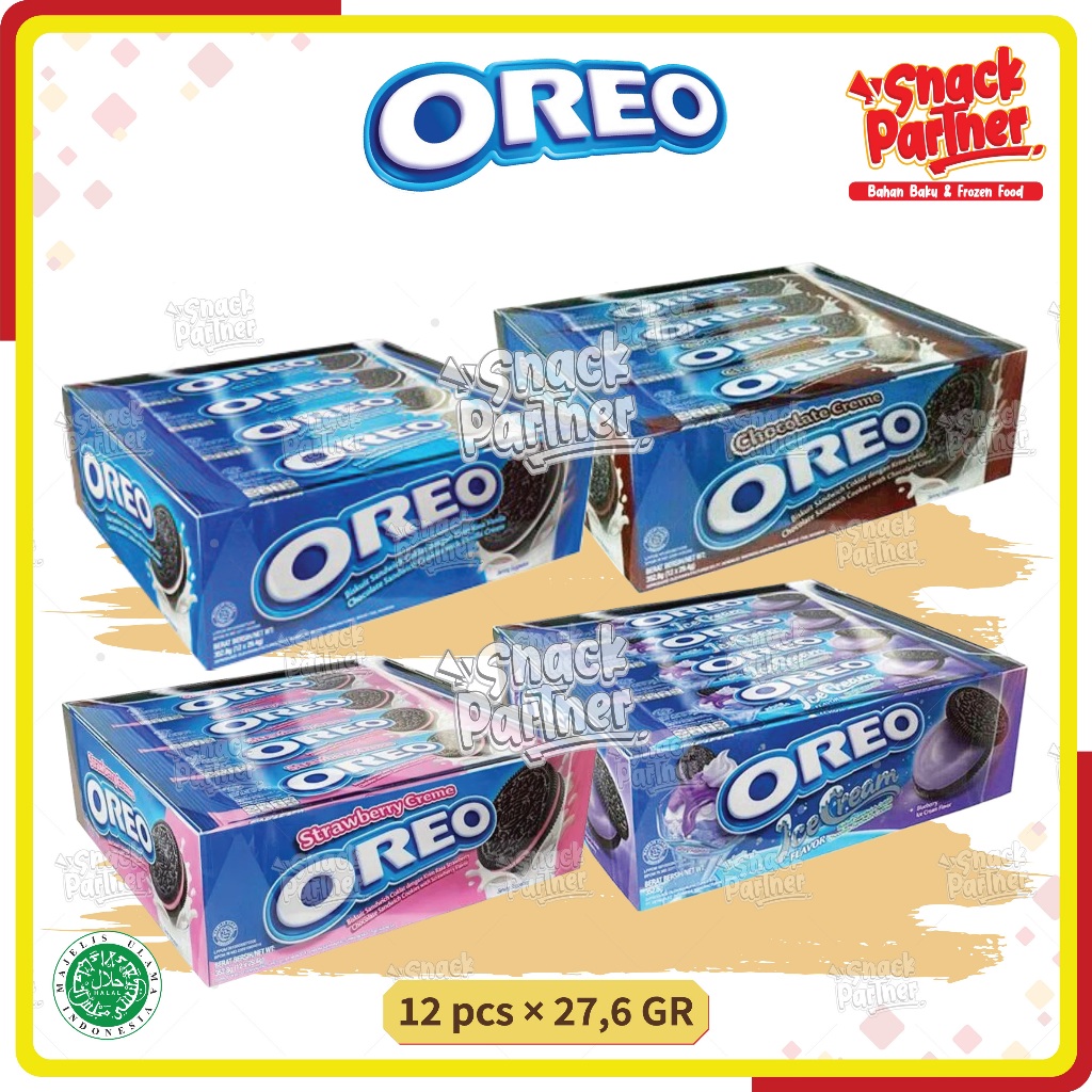 

OREO BISCUIT SANDWICH 12 PCS / BOX (1 Bungkus isi @3 Biskuit) - Original Vanilla Vanila Chocolate Choco Coklat Red Velvet Strawbery Blueberry Pokemon Pikachu Choco Banana