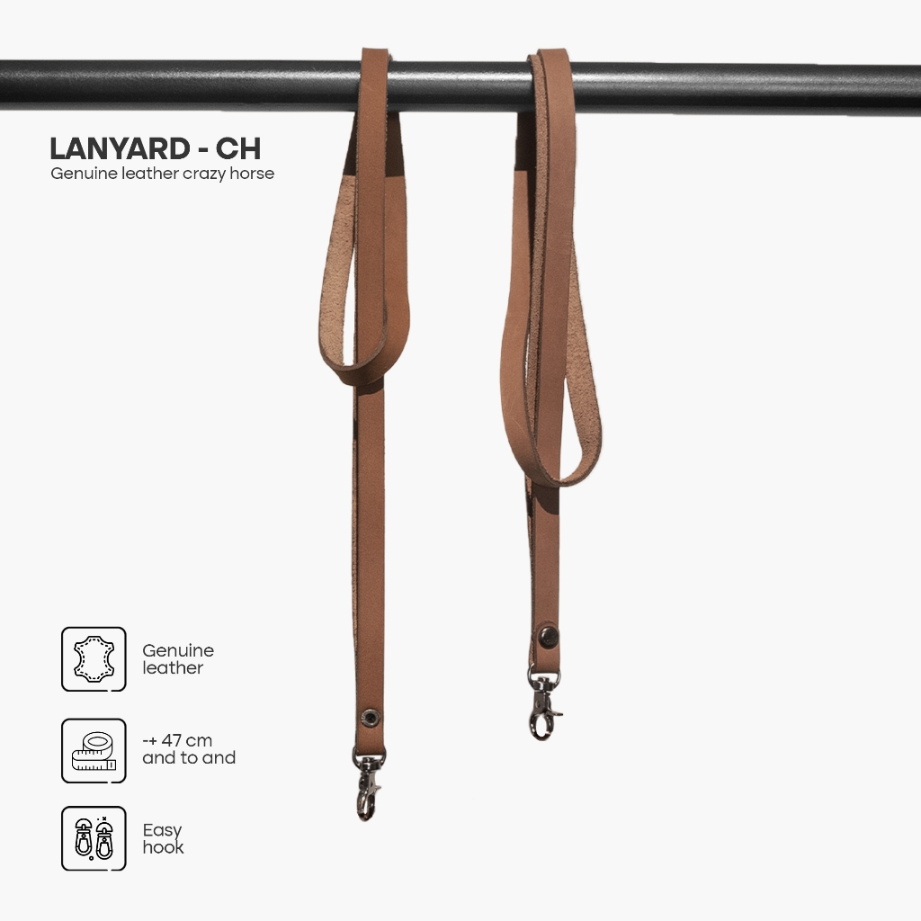 

Lanyard leather Crazy horse - Gantungan Tali Kulit Asli - Tali Id Card Kulit - Leather goods