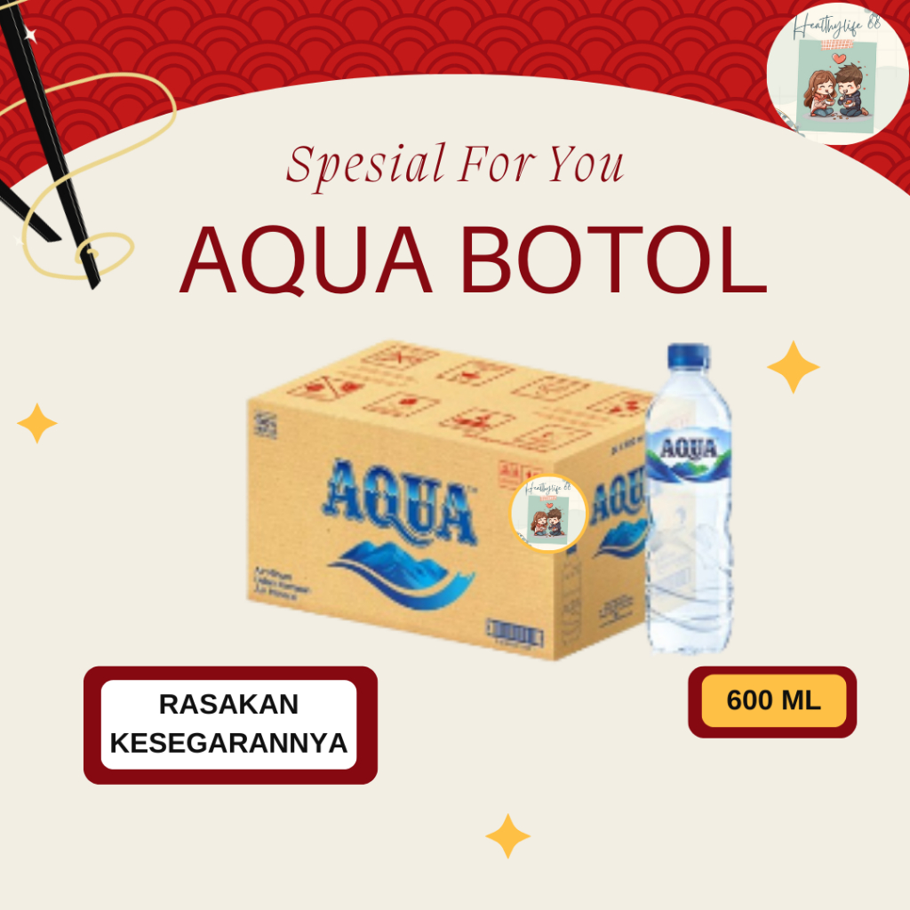 

AQUA Air Mineral Botol Minum 600ml x 24 Pcs Ukuran Sedang Tanggung 1 Dus / Karton By Healthylife88