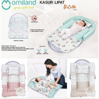 Omiland Kasur Lipat Dakron Bayi + Kelambu / Alpaca / Otter/Sloth/Little Forest / Little Dino / Urdha