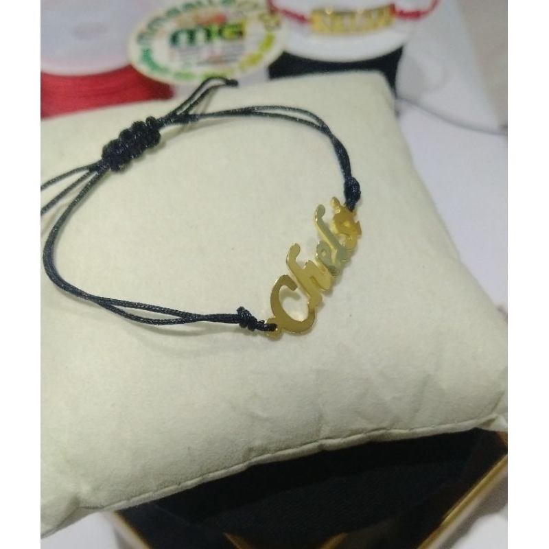 Gelang Tali Ukir Nama Lapis Emas / Gelang Tali Ukir Nama Titanium