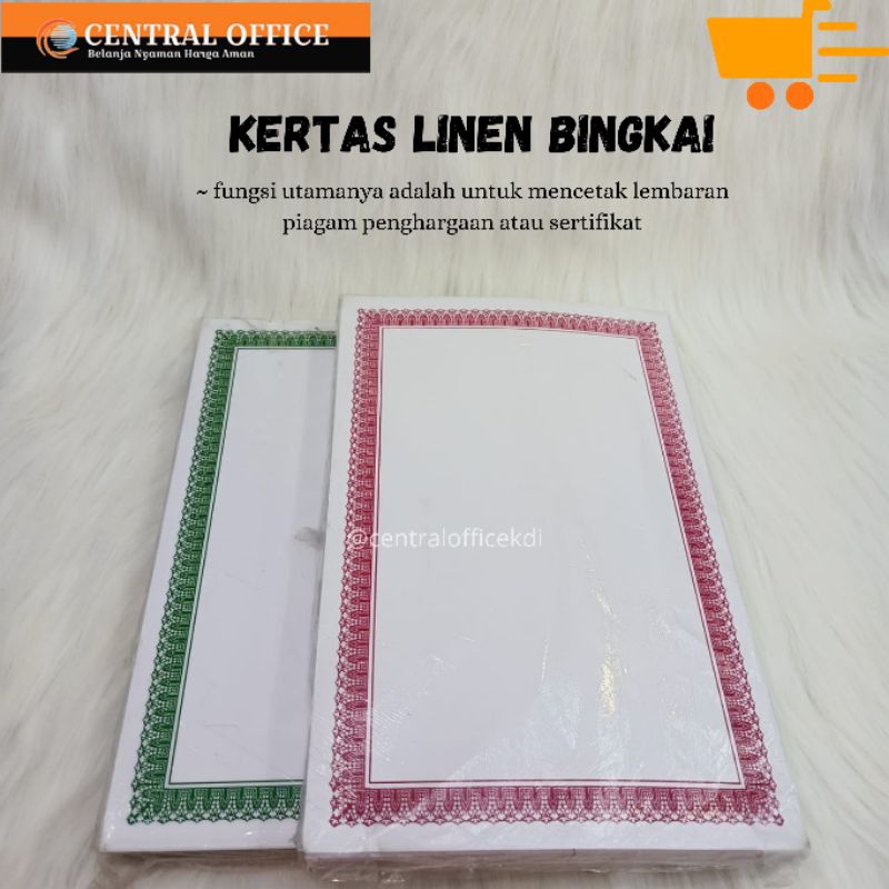 

Kertas Linen Folio Bingkai/Kertas Blangko Sertifikat dan Piagam/Kertas Linen Folio Isi 50/Kertas Linen Folio Isi 100