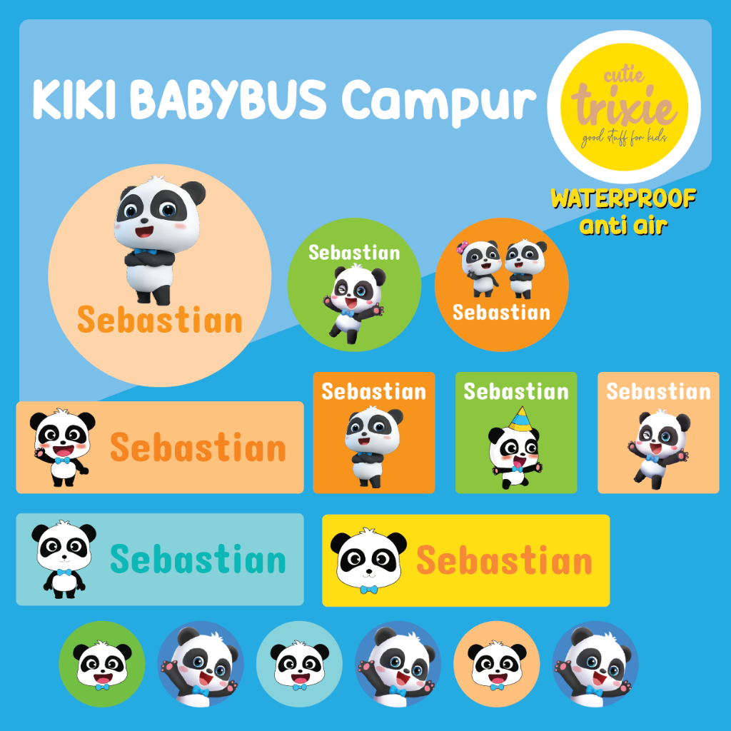 

Sticker label nama anak waterproof Babybus