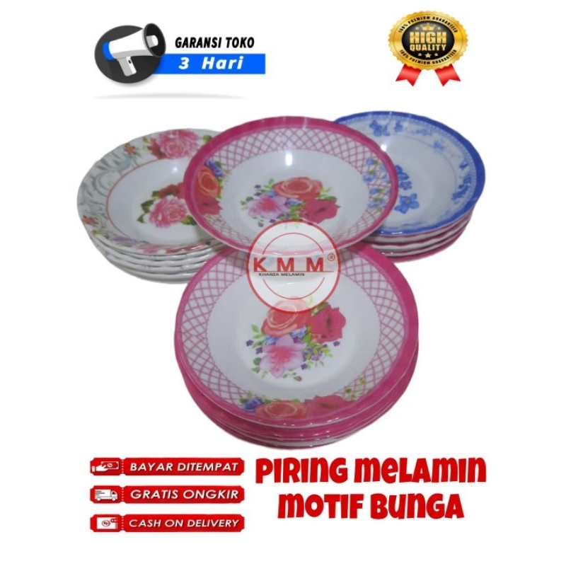 Piring Melamin 8 Inch - Piring Motif Bunga - Piring Makan - Piring Makan Motif Bunga - 408 49