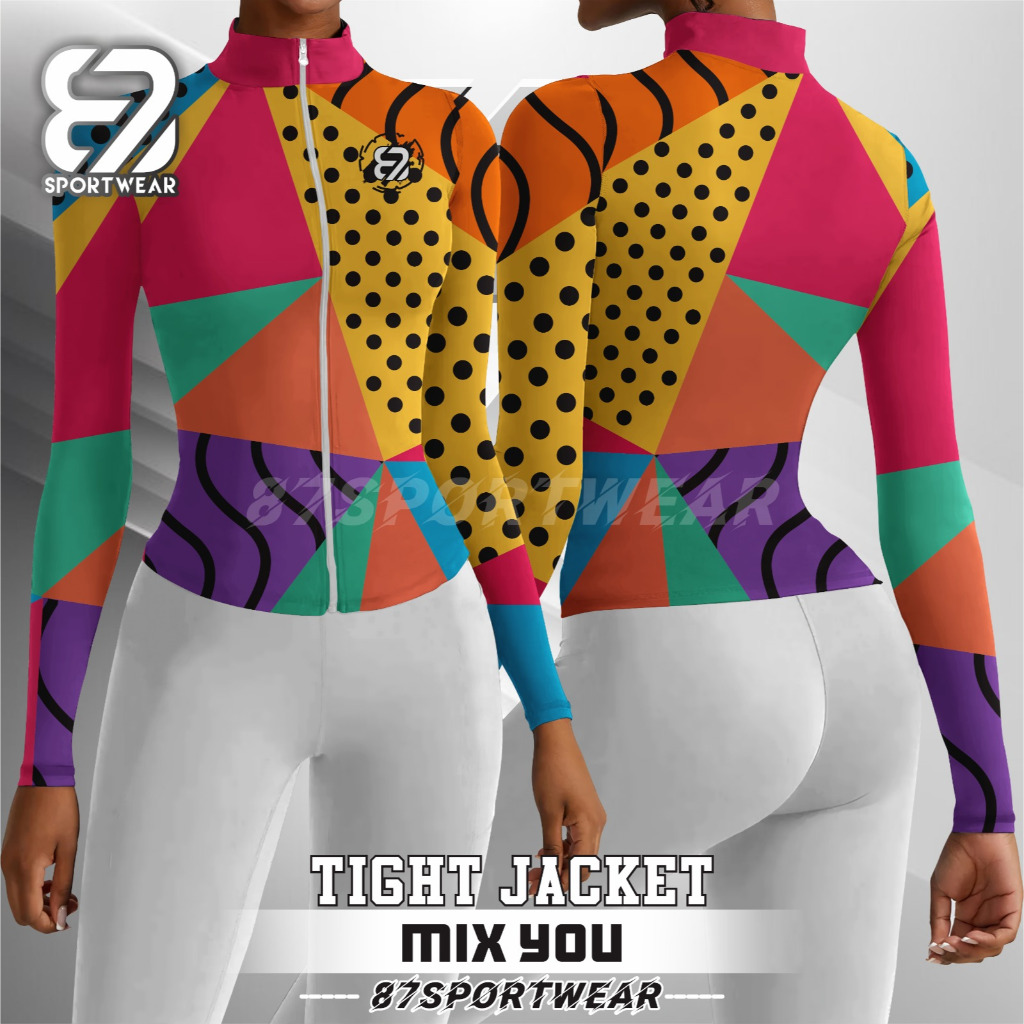 New 87SportWear Jaket ketat Pakaian Olahraga Wanita Aerobic/Zumba/Senam/Gym87