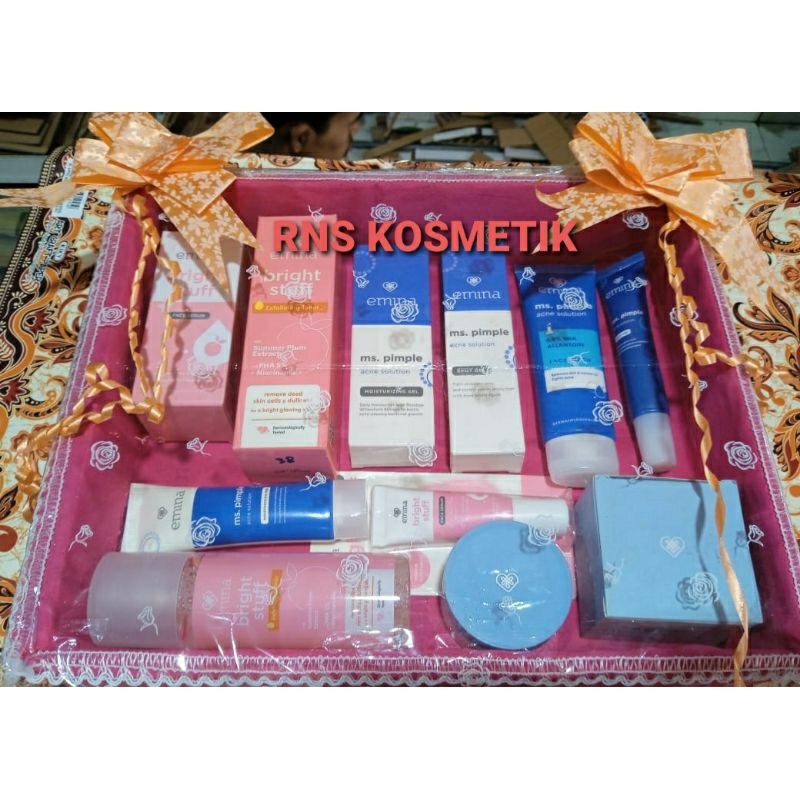 EMINA MS.PIMPLE DAN EMINA BRIGHT STUFF PAKET SESERAHAN/BINGKISAN/HANTARAN NIKAH