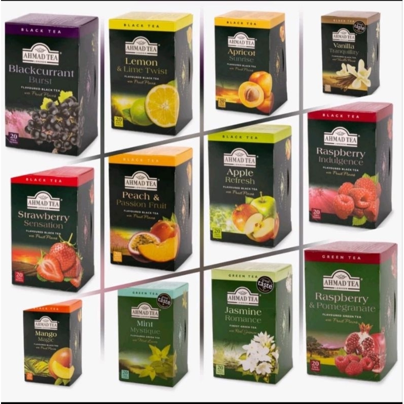 

AHMAD TEA LENGKAP 20 VARIAN RASA - Perbox isi 20 FOIL - Peach & Passion Fruit Apple Refresh Chamomile Vanilla Tranquillity