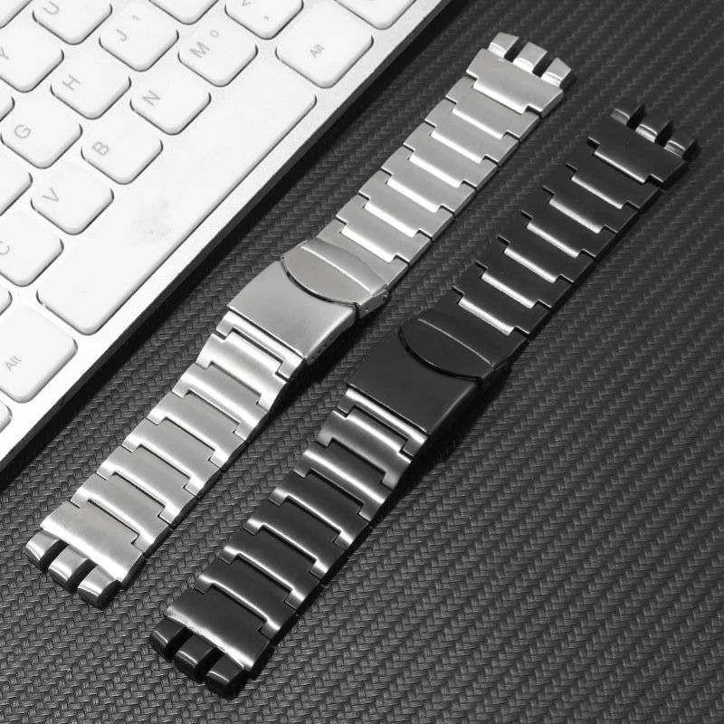 RANTAI JAM TANGAN STEINLESS STEEL WATCH BAND SWATCH BIG CHRONO BRACELET 23MM STRAP SWATCH