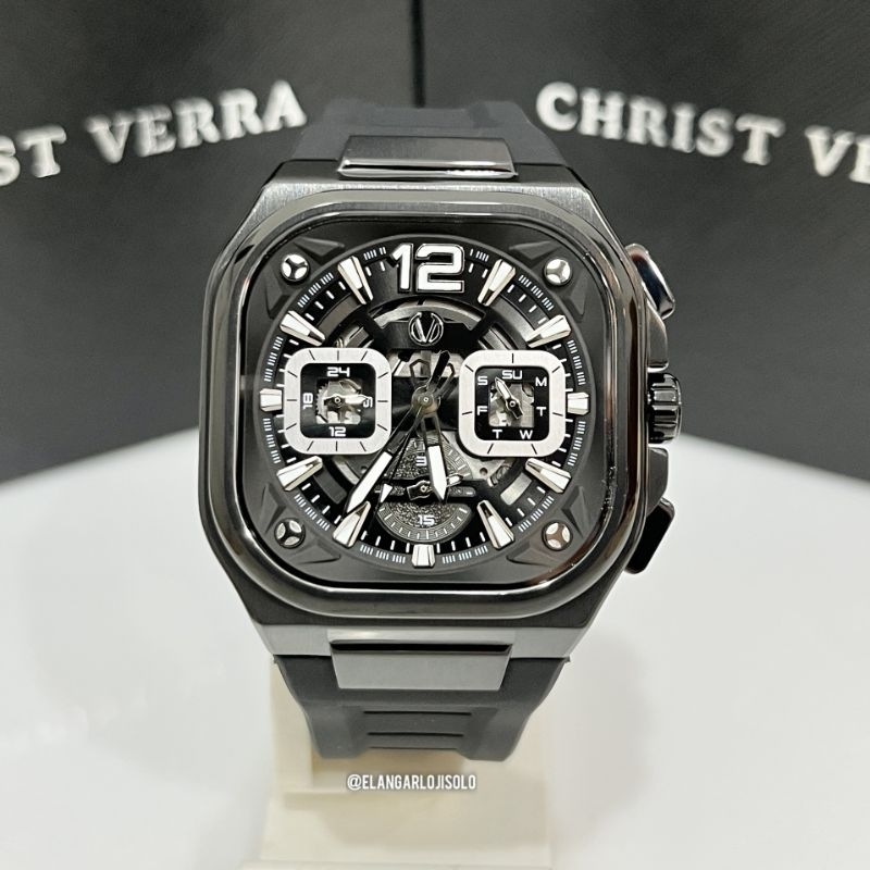 JAM TANGAN PRIA CHRIST VERRA CV 109068G-36 BLK RUBBER ORIGINAL