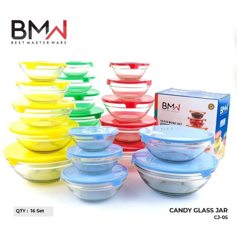 Candy Glass Jar / Toples Keramik Kaca Set / Mangkok Keramik Kaca Tutup Set