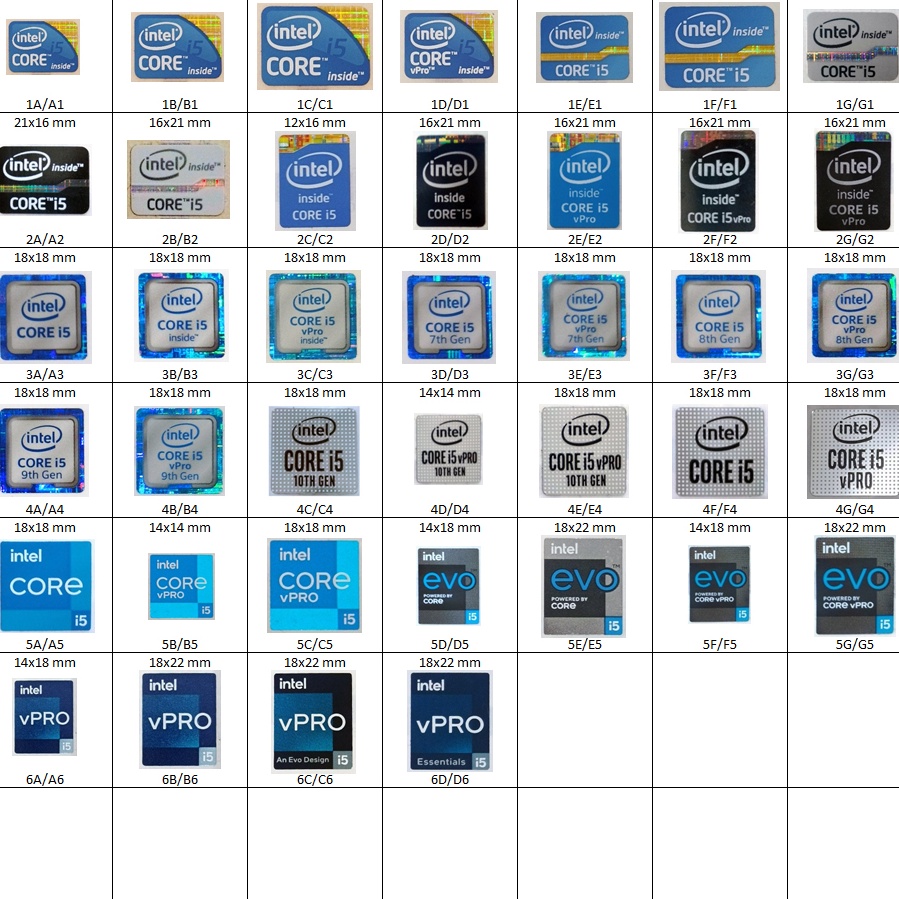 Stiker Sticker Intel Core i5 Ori