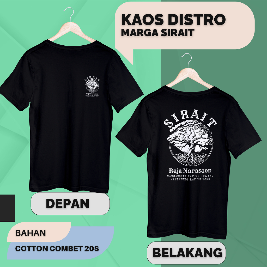 Kaos Distro batak tulisan marga sirait bahan cotton combed 20s premiun katun Nyaman Pria Polos Kata 