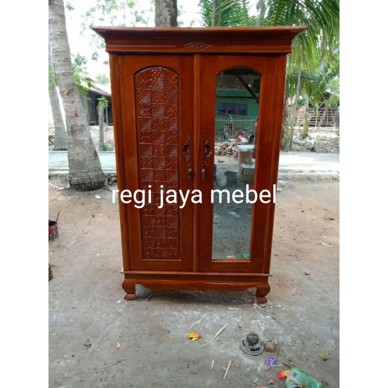 lemari pintu 2 kaca lemari kayu jati lemari pakaian