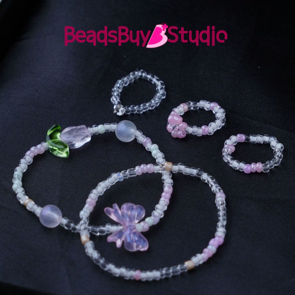 [BeadsBuyStudio] Paket Gelang Manik Handmade Glass Premium Beads Aesthetic Menggemaskan Accesorries KPOP Korean Style Lucu Gelang Kupu Gelang Wanita Korea Fashion Kristal Bracelet