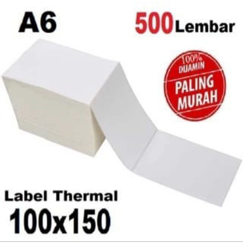 

Label Thermal / Kertas Thermal / Sticker Thermal 100x150mm A6 500 Lembar
