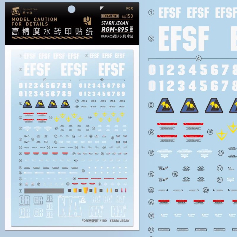 MG 1/100 STARK JEGAN WATER DECAL ARTISAN'S CLUB