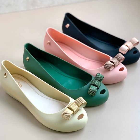 KODE H8Z SEPATU Melissa Ultragirl Bow Chrome BALET WANITA IMPORT MEL1 FLAT SHOES JELLY