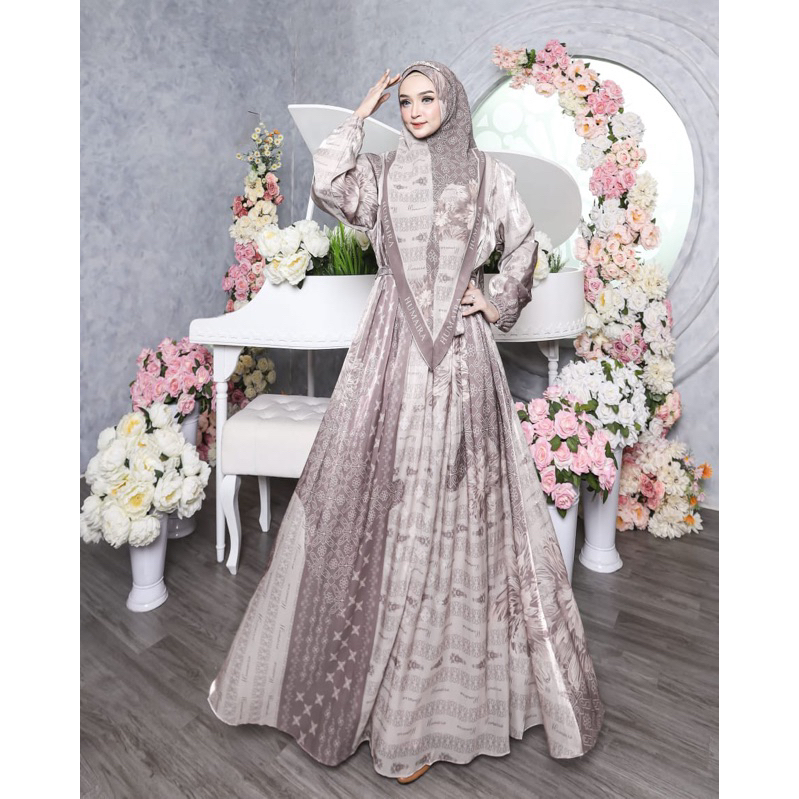 Gamis syari original by humaira - ceruty humaira terbaru - gamis full ceruty - gadung - setdung - ga