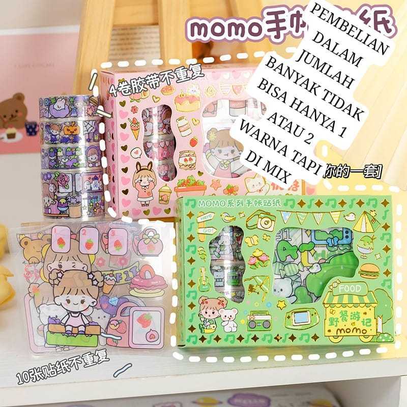 

Stiker Roll Set 2D Stiker Buku Stiker Botol Roll SET 1Box 4 Roll 10 Lembar || Washitape Solatip Isolasi Momo Sticker Viral TERLARIS SUDAH TERJUAL 100K