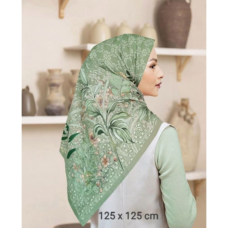SALE HIJAB / SYARI LOMBOO HIJAU / COD / KERUDUNG VOAL MOTIF / SEGI EMPAT VOAL / JILBAB TERBARU / LAS