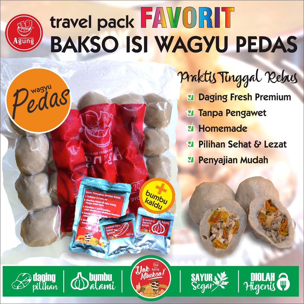 

Travel Pack Frozen Bakso Sapi Isi Daging Wagyu Pedas Favorit