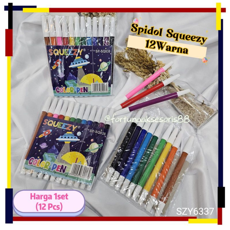 

(1SET ISI 12PCS) SPIDOL SQUEESY WARNA WARNI / SPIDOL MEWARNAI / SPIDOL MELUKIS / COLORFUL MARKERS / SZY6337