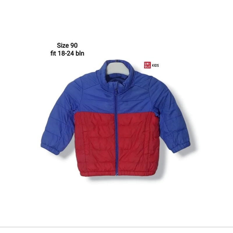 UNIQLO Baby Puffer Jacket blue-red Size 90 fit 18-24 month (P41xL36)